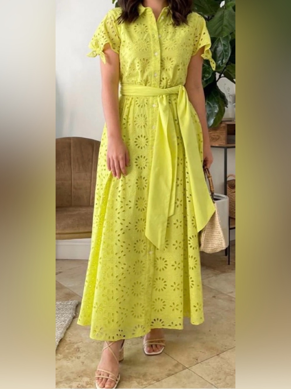 J. Crew Yellow Citrine Maxi Eyelet Dress
